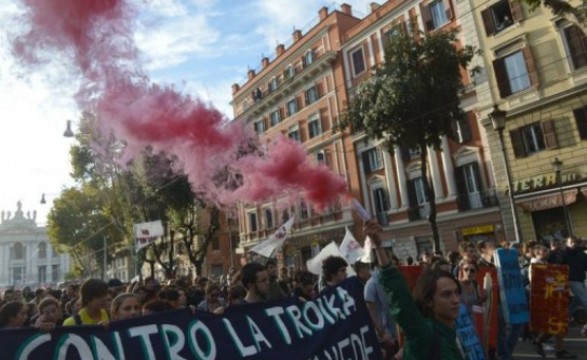 Esquerda protesta em Roma contra austeridade económica